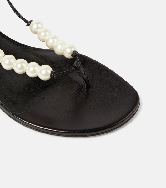 Faux pearl leather sandals