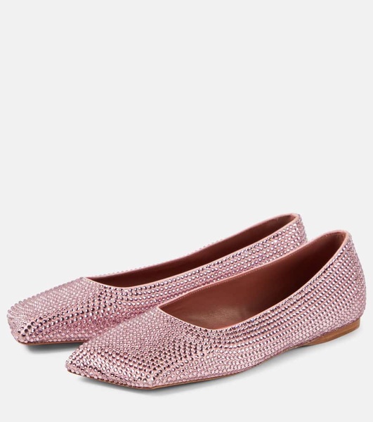 Ane embellished satin ballet flats