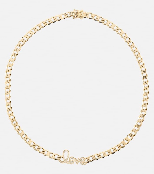 Love Script 14kt gold necklace with diamonds