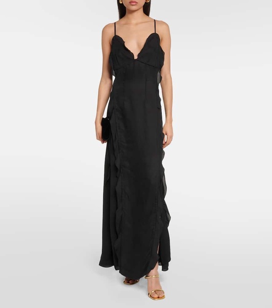 Emily ruffled V-neck slip dress