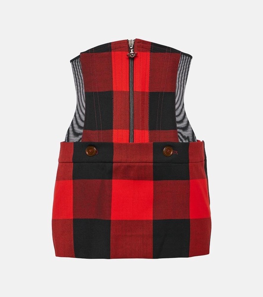 Foam checked virgin wool miniskirt