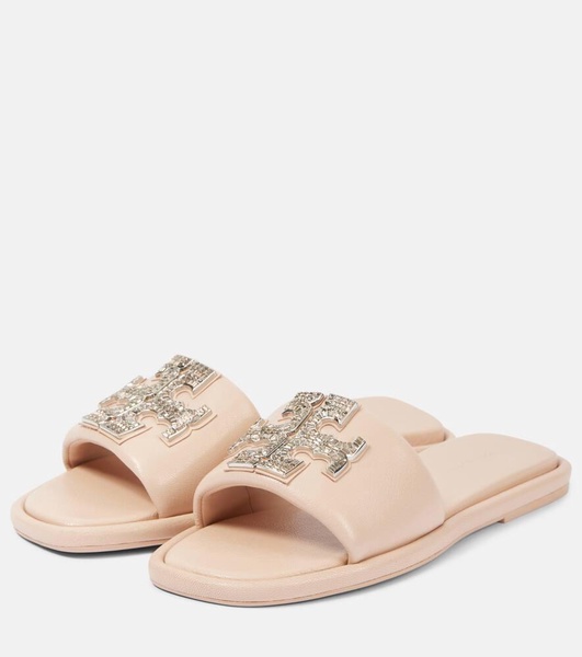 Double T embellished leather slides