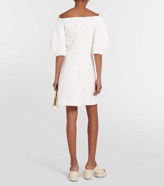 A-line linen-blend minidress