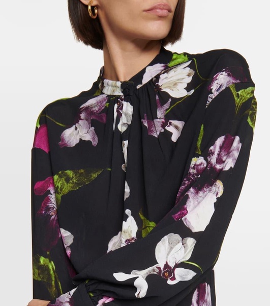 floral-print balloon-sleeve blouse