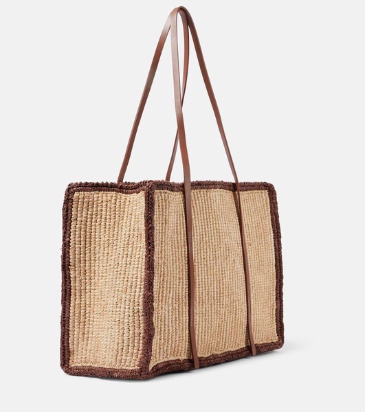 Capri Medium raffia and leather tote bag