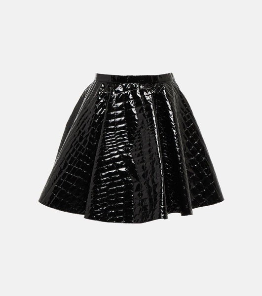 Pleated croc-effect miniskirt