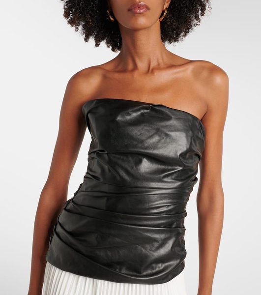 Arie strapless faux leather midi dress