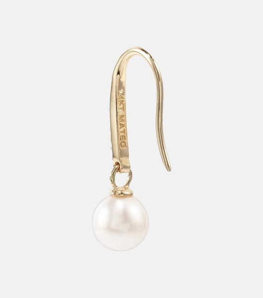 14kt gold drop earrings with diamonds and pearls