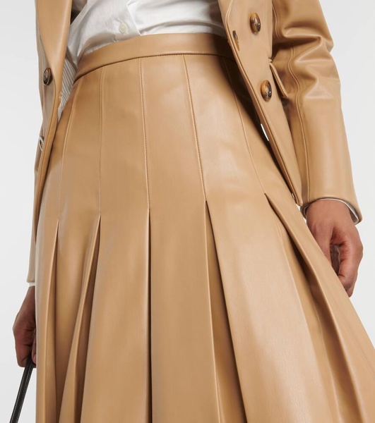 Herson pleated faux leather midi skirt