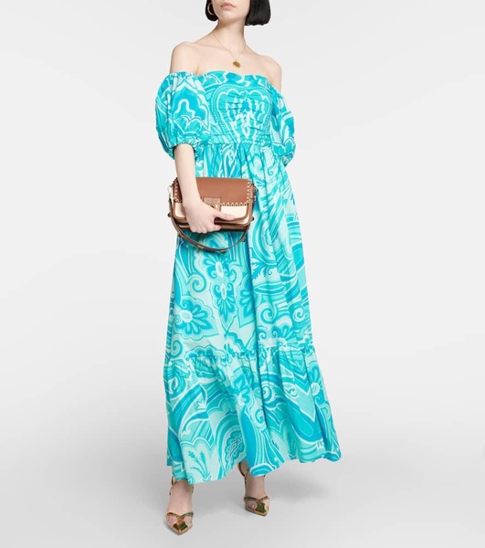 paisley-print off-shoulder maxi dress