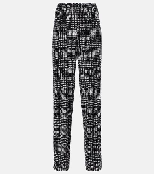 Pleated plaid wide-leg pants