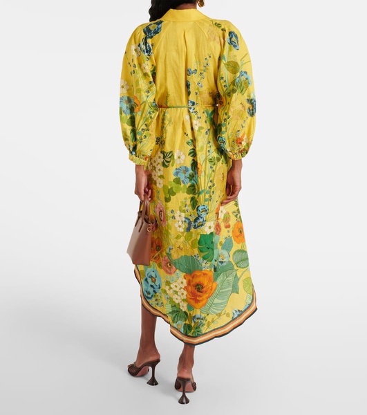 Cresida floral-print linen midi shirt dress 