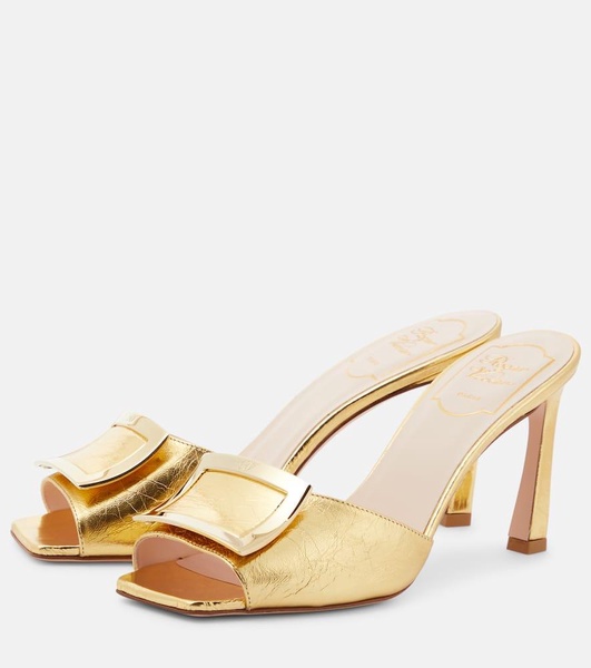 Trumpet metallic leather mules