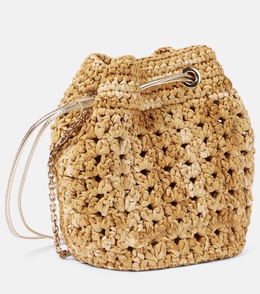 Tres Vivier raffia-effect bucket bag