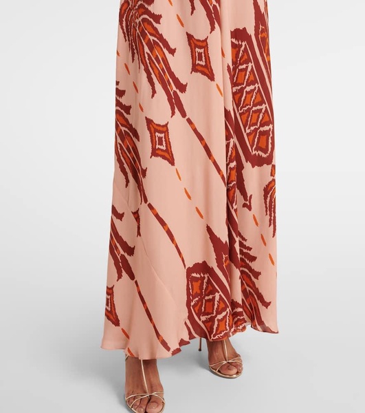 Printed halterneck silk gown