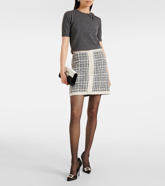 Checked wool-blend bouclé miniskirt