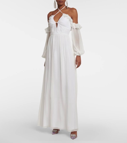 Off-the-shoulder silk gown