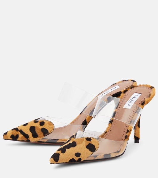 The Heart Leopard-Print Calf Hair and Pu Mules