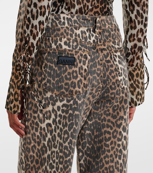 Izey leopard-print straight jeans