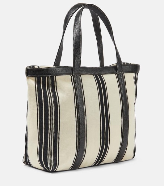 Striped jacquard canvas tote bag