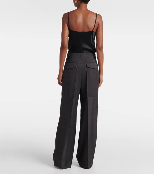 Paneled wool wide-leg pants