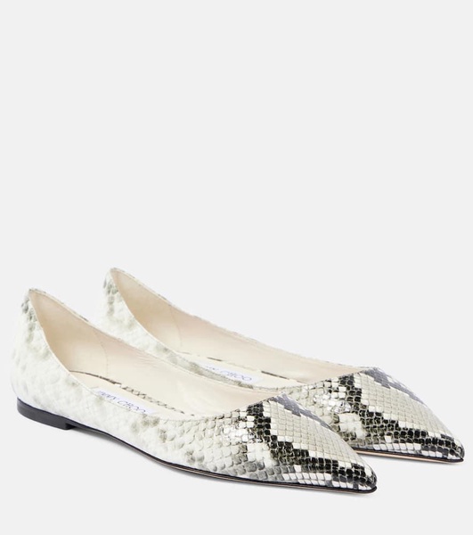 Love snake-effect leather ballet flats