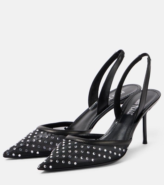 Lidia 80 embellished mesh slingback pumps