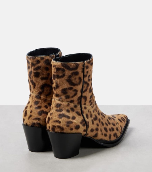 Cece 60 leopard-print calf hair ankle boots