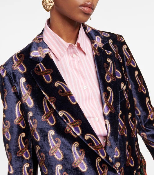 Paisley single-breasted velvet blazer