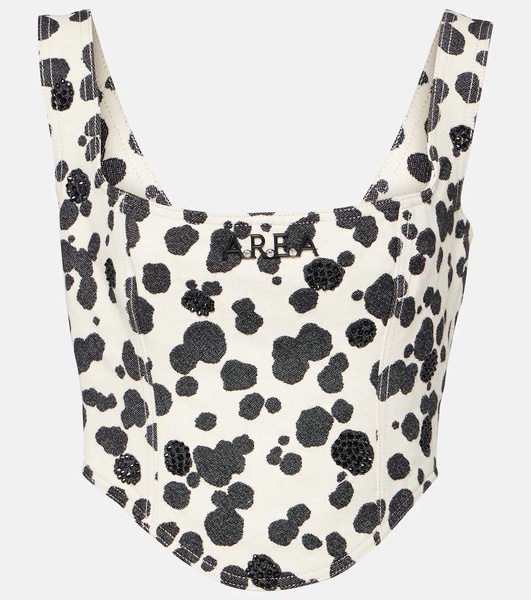 Dalmatian embellished denim corset