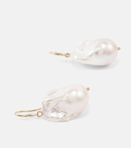 14kt gold drop earrings with baroque pearls