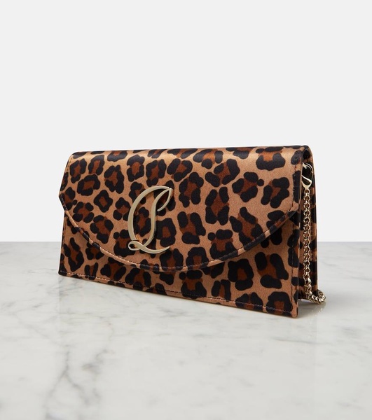 Loubi54 leopard-print satin clutch