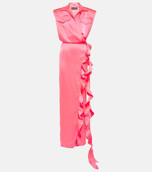 Ruffle satin wrap gown