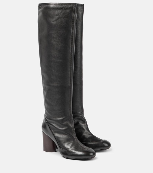 Glove leather knee-high boots