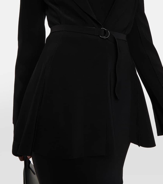 Belted peplum-hem jersey blazer