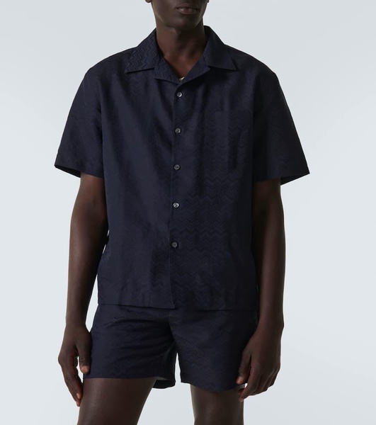 Cotton and linen bowling shirt