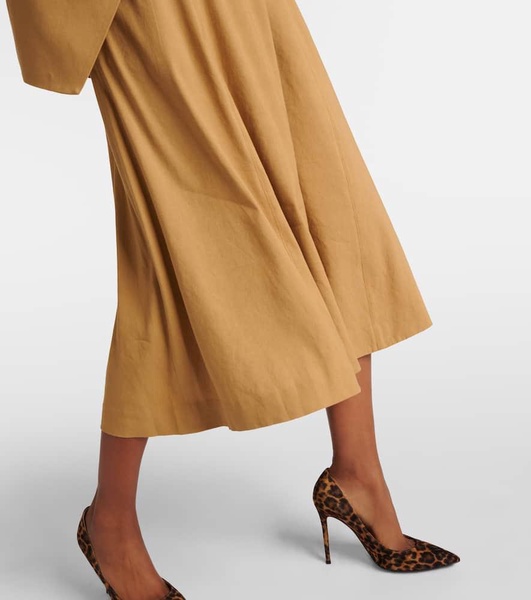 Arwen linen-blend midi skirt