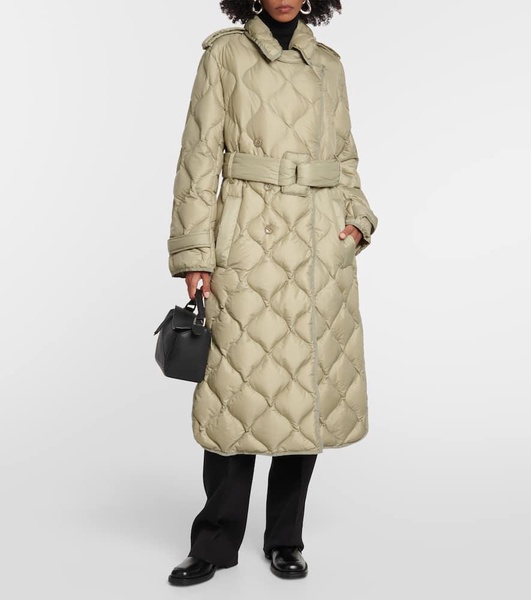 Quilted down trench coat