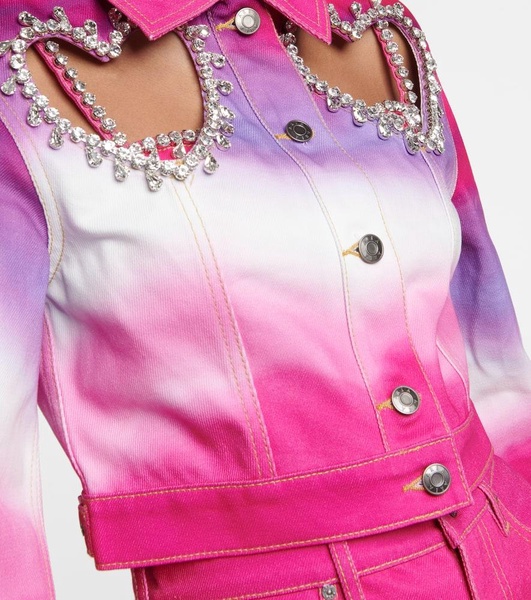 Embellished ombré denim jacket