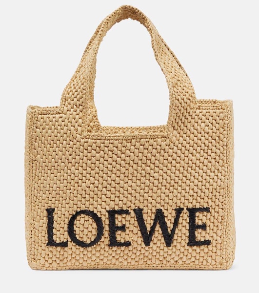 Paula's Ibiza Small logo raffia tote bag