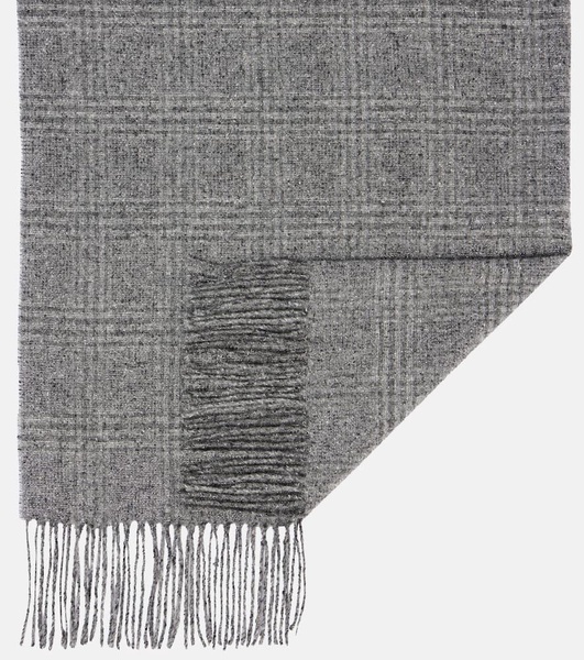 Prince of Wales check silk and wool-blend scarf