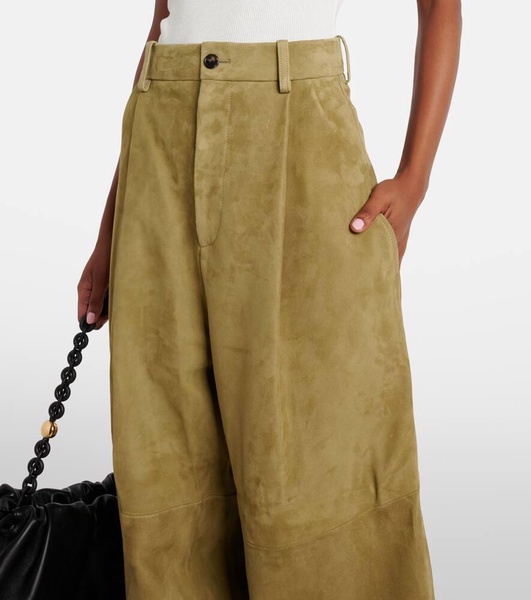 High-rise suede wide-leg pants