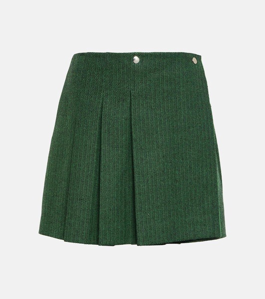 Pleated wool-blend miniskirt