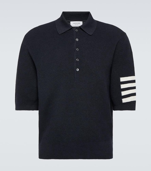 4-Bar linen and cotton polo shirt