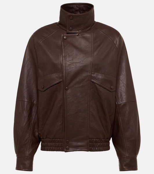 Leather bomber jacket