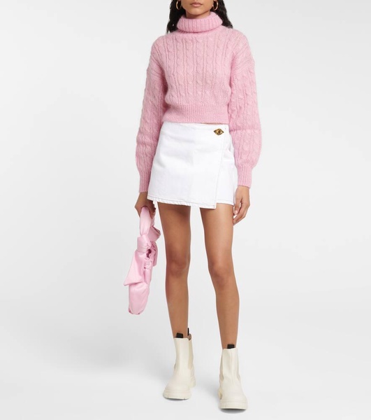 Cable-knit turtleneck mohair-blend sweater