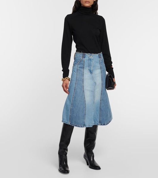 Denim midi skirt