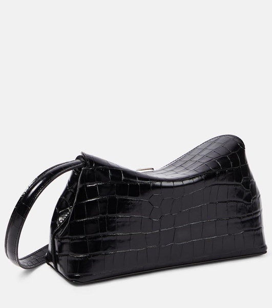 T-Lock croc-effect leather clutch