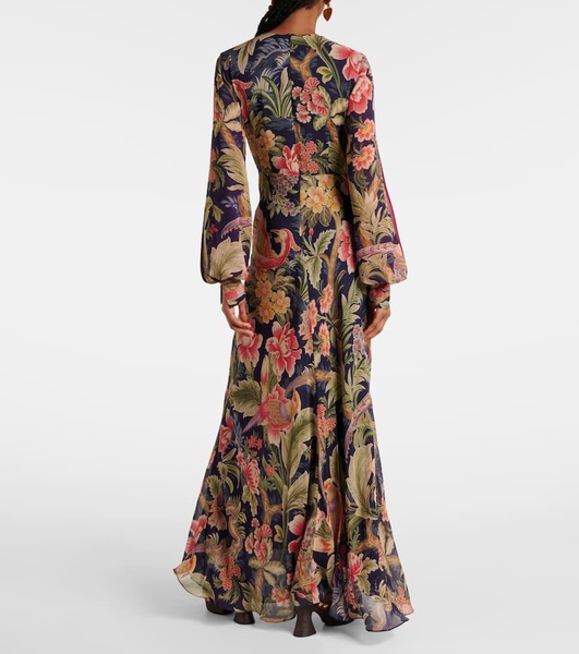 Floral silk chiffon gown