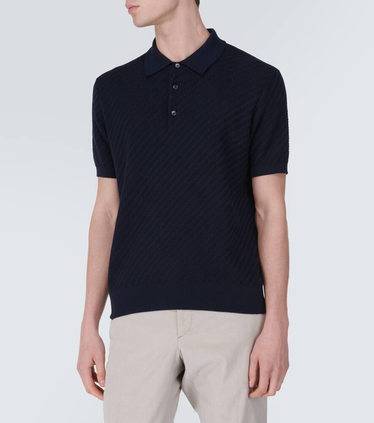 Cotton, silk, and cashmere polo shirt